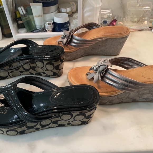 Coach Franki platform Leather open toe sandals - two for one. - Picture 9 of 10